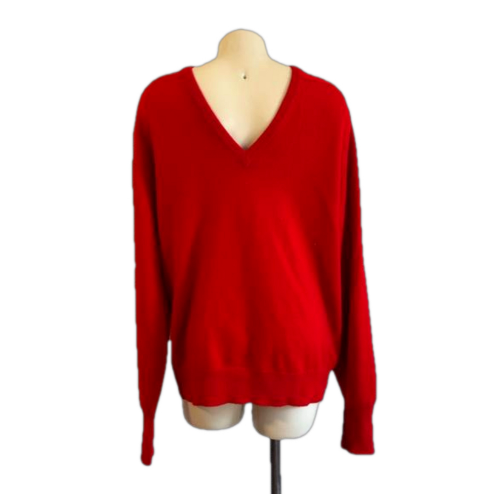 Saks Fifth Avenue VTG 100% Cashmere V-Neck Men’s Sweater Sz LARGE Scotland